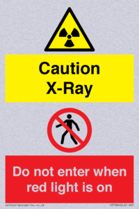 Caution X-Ray. Do not enter when red light is on